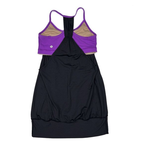 Lululemon Athletica No Limits Raspberry Black Workout Racerback Bra w/Tank Sz S - Picture 3 of 4